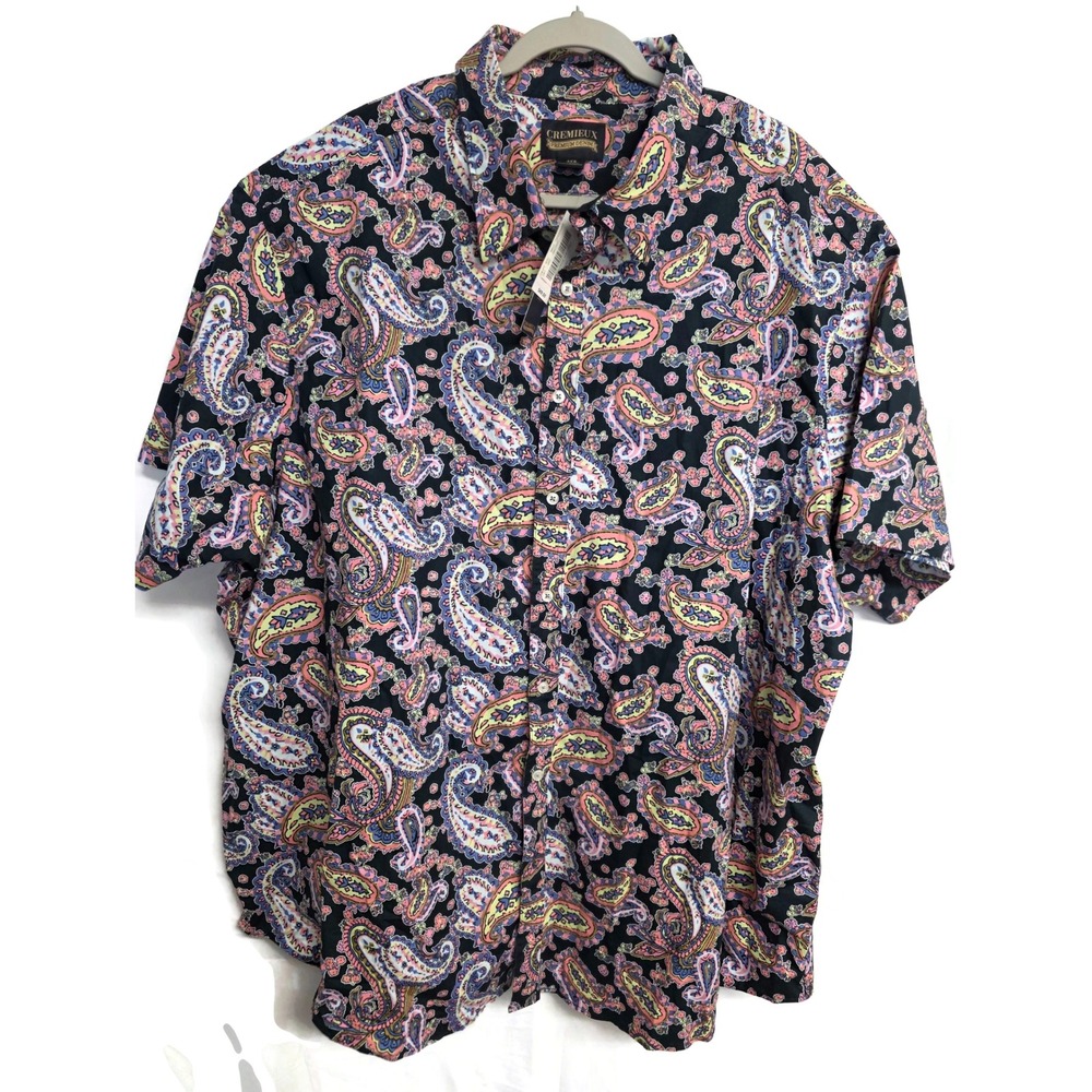 Cremieux Premium Denim Mens 4XB Paisley Short Sleeve Stretch Button Down Shirt